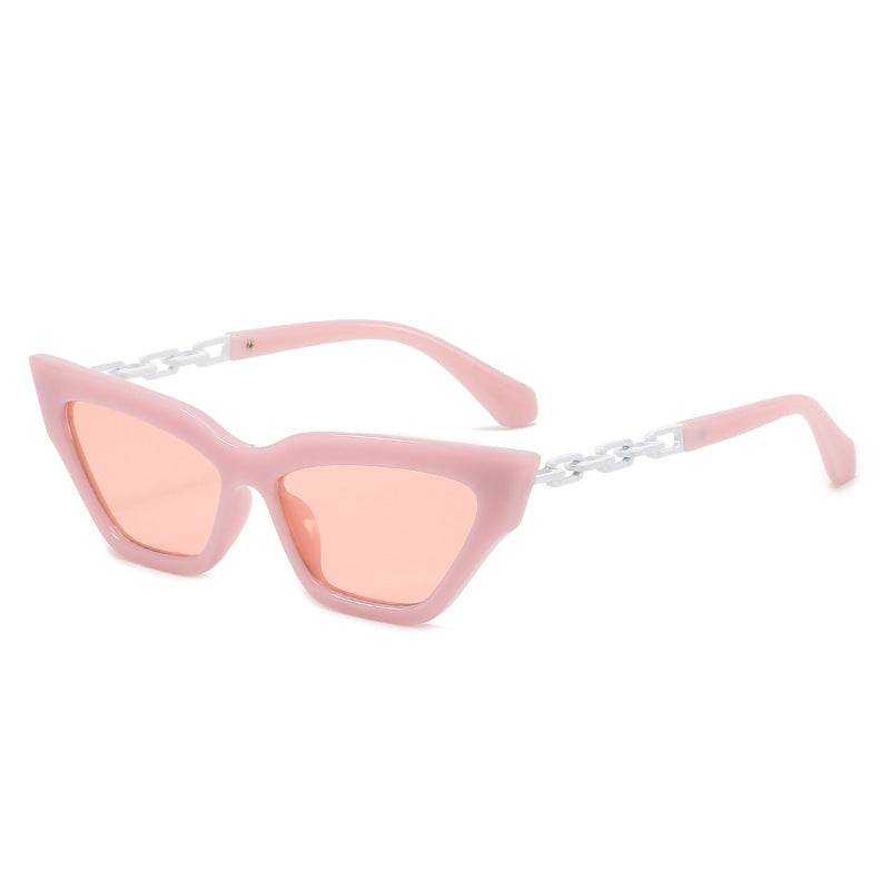 New Cat-Eye Sunglasses European And American Trend Brand Off The Same Sunglasses, Paint Chain Sunglasses Women