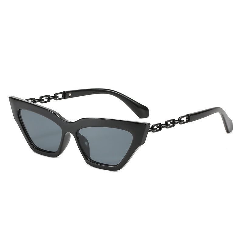 New Cat-Eye Sunglasses European And American Trend Brand Off The Same Sunglasses, Paint Chain Sunglasses Women